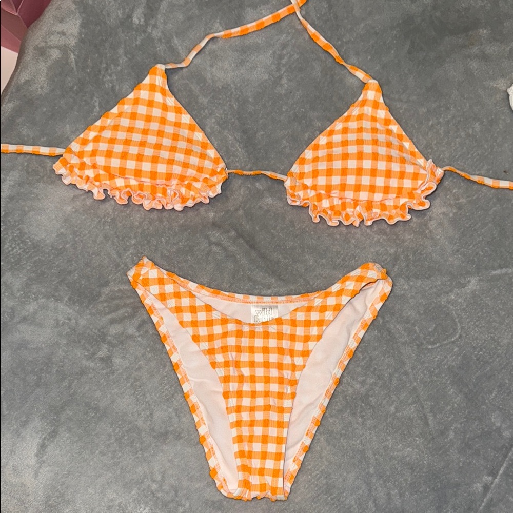 Orange Gingham Bikini Set